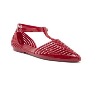 Y2K Jefferey Campbell Squeaky Jelly Flat Women's Size 7- Cherry Red NWT